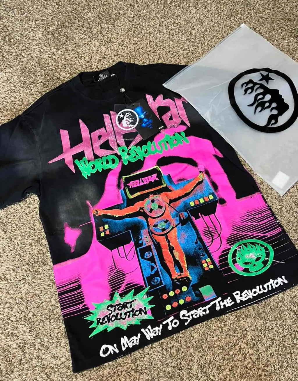 Hellstar World Revolution Black Graphic T-Shirt